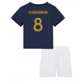 Frankrike Aurelien Tchouameni #8 Hemmakläder Barn VM 2022 Kortärmad (+ Korta byxor)
